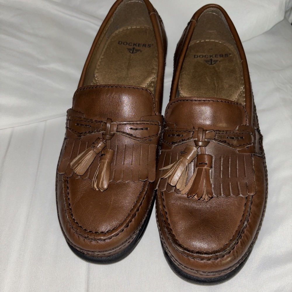 Mens Dockers Leather Loafer w/Tassel Shoes Brown size 9 W